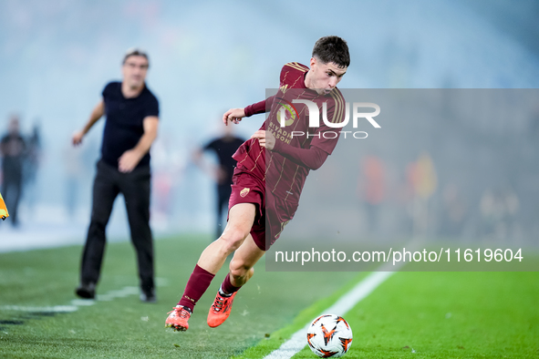 Matias Soule' of AS Roma during the UEFA Europa League 2024/25 League Phase MD1 match between AS Roma and Athletic Club at Stadio Olimpico o...