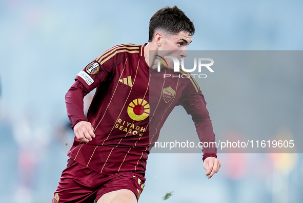 Matias Soule' of AS Roma during the UEFA Europa League 2024/25 League Phase MD1 match between AS Roma and Athletic Club at Stadio Olimpico o...