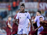 Nico Williams of Athletic Club looks on during the UEFA Europa League 2024/25 League Phase MD1 match between AS Roma and Athletic Club at St...