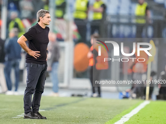 Ernesto Valverde head coach of Athletic Club looks on during the UEFA Europa League 2024/25 League Phase MD1 match between AS Roma and Athle...