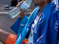 In Berlin, Germany, on September 29, 2024, Haymanot Alew of Ethiopia secures third place at the Berlin Marathon. Milkesa Mengesha of Ethiopi...