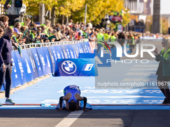 Tigist Ketema of Ethiopia wins the women's race at the 50th Berlin Marathon in Berlin, Germany, on September 29, 2024, with a time of 2:16:4...