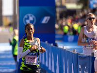 Mestawot Fikir of Ethiopia secures second place at the Berlin Marathon in Berlin, Germany, on September 29, 2024. Tigist Ketema of Ethiopia...