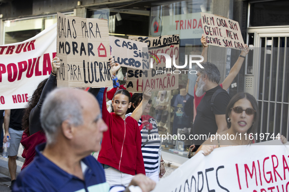 Thousands of people come together to demonstrate for the right to fair and affordable housing and an end to real estate speculation in Porto...