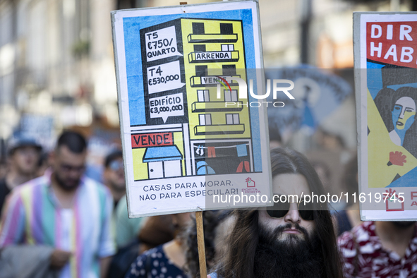 Thousands of people come together to demonstrate for the right to fair and affordable housing and an end to real estate speculation in Porto...