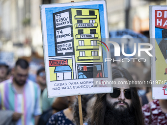 Thousands of people come together to demonstrate for the right to fair and affordable housing and an end to real estate speculation in Porto...