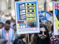 Thousands of people come together to demonstrate for the right to fair and affordable housing and an end to real estate speculation in Porto...