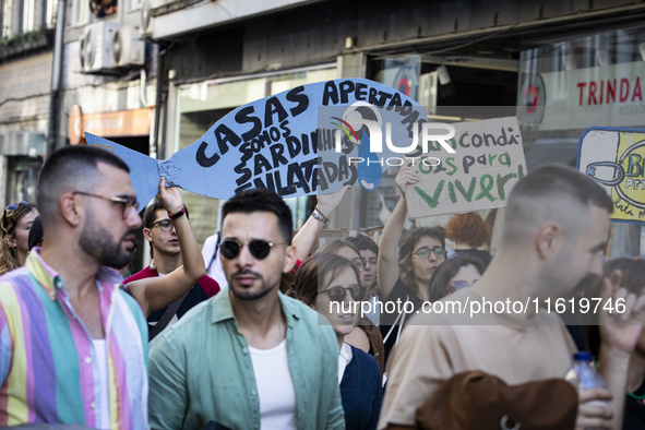 Thousands of people come together to demonstrate for the right to fair and affordable housing and an end to real estate speculation in Porto...