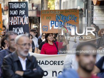 Thousands of people come together to demonstrate for the right to fair and affordable housing and an end to real estate speculation in Porto...