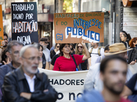 Thousands of people come together to demonstrate for the right to fair and affordable housing and an end to real estate speculation in Porto...