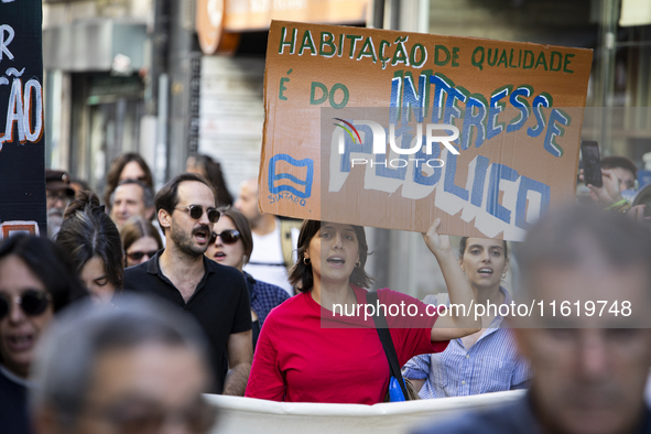 Thousands of people come together to demonstrate for the right to fair and affordable housing and an end to real estate speculation in Porto...