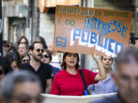 Thousands of people come together to demonstrate for the right to fair and affordable housing and an end to real estate speculation in Porto...