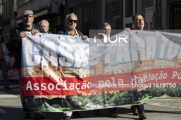 Thousands of people come together to demonstrate for the right to fair and affordable housing and an end to real estate speculation in Porto...