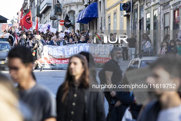 Thousands of people come together to demonstrate for the right to fair and affordable housing and an end to real estate speculation in Porto...