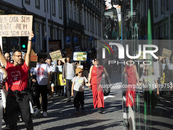 Thousands of people come together to demonstrate for the right to fair and affordable housing and an end to real estate speculation in Porto...