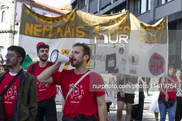 Thousands of people come together to demonstrate for the right to fair and affordable housing and an end to real estate speculation in Porto...