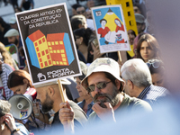 Thousands of people come together to demonstrate for the right to fair and affordable housing and an end to real estate speculation in Porto...