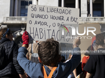 Thousands of people come together to demonstrate for the right to fair and affordable housing and an end to real estate speculation in Porto...