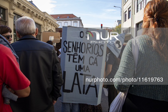 Thousands of people come together to demonstrate for the right to fair and affordable housing and an end to real estate speculation in Porto...