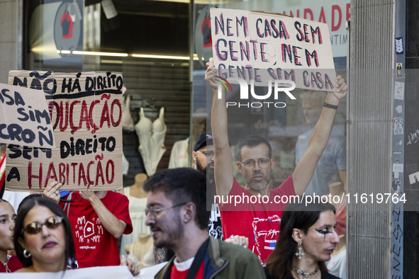 Thousands of people come together to demonstrate for the right to fair and affordable housing and an end to real estate speculation in Porto...