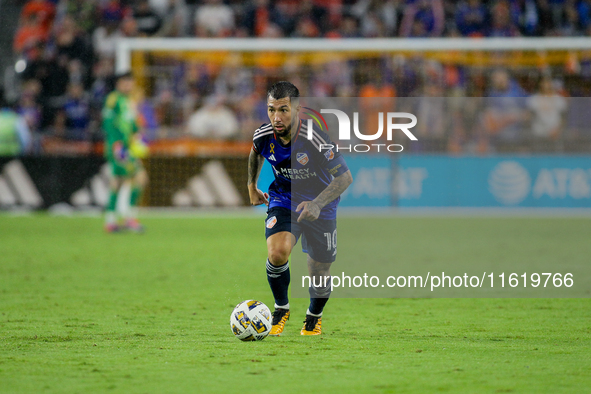 Cincinnati midfielder Lucho Acosta appears during the Major League Soccer match between FC Cincinnati and Los Angeles FC at TQL Stadium in C...