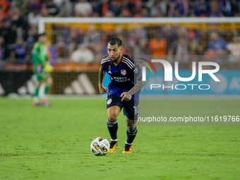 Cincinnati midfielder Lucho Acosta appears during the Major League Soccer match between FC Cincinnati and Los Angeles FC at TQL Stadium in C...