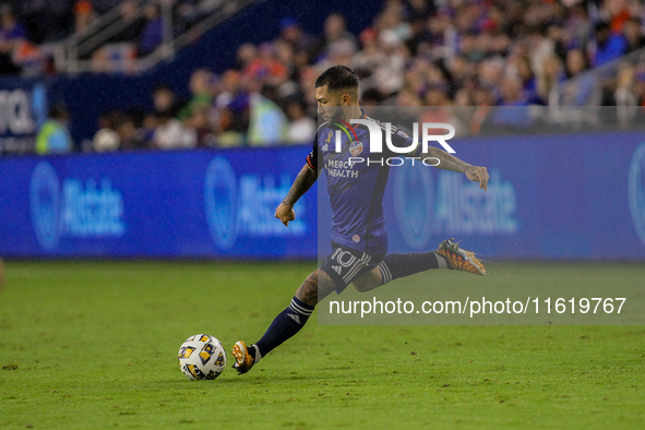 Cincinnati midfielder Lucho Acosta appears during the Major League Soccer match between FC Cincinnati and Los Angeles FC at TQL Stadium in C...