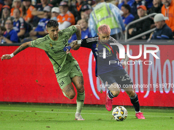 Cincinnati midfielder Luca Orellano moves the ball upfield during the Major League Soccer match between FC Cincinnati and Los Angeles FC at...