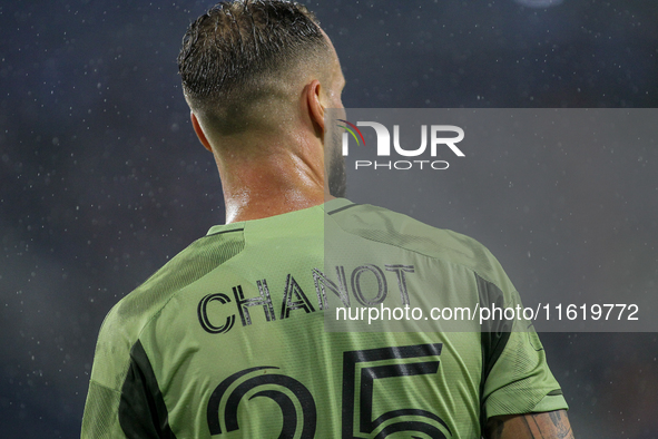 LAFC defender Maxime Chanot appears during the Major League Soccer match between FC Cincinnati and Los Angeles FC at TQL Stadium in Cincinna...