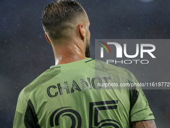 LAFC defender Maxime Chanot appears during the Major League Soccer match between FC Cincinnati and Los Angeles FC at TQL Stadium in Cincinna...