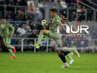 LAFC defender Sergi Palencia appears during the Major League Soccer match between FC Cincinnati and Los Angeles FC at TQL Stadium in Cincinn...