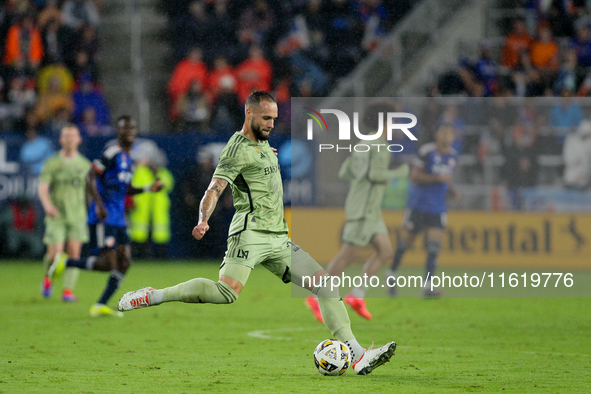 LAFC defender Maxime Chanot appears during the Major League Soccer match between FC Cincinnati and Los Angeles FC at TQL Stadium in Cincinna...