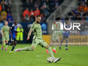 LAFC defender Maxime Chanot appears during the Major League Soccer match between FC Cincinnati and Los Angeles FC at TQL Stadium in Cincinna...