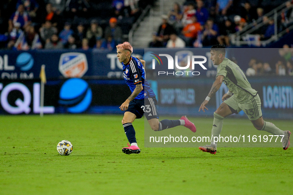 Cincinnati midfielder Luca Orellano appears during the Major League Soccer match between FC Cincinnati and Los Angeles FC at TQL Stadium in...