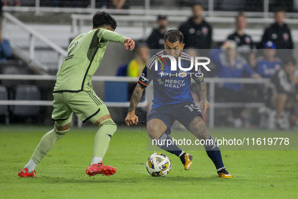 Cincinnati midfielder Lucho Acosta appears during the Major League Soccer match between FC Cincinnati and Los Angeles FC at TQL Stadium in C...