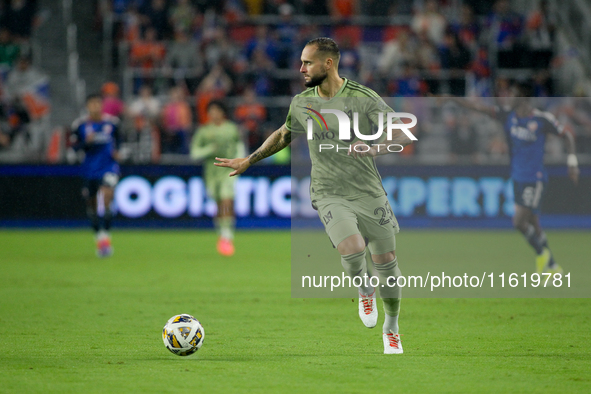 LAFC defender Maxime Chanot appears during the Major League Soccer match between FC Cincinnati and Los Angeles FC at TQL Stadium in Cincinna...