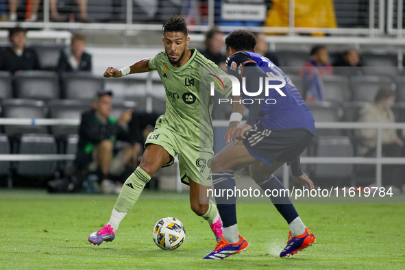 LAFC attacker Denis Bouanga is seen during the Major League Soccer match between FC Cincinnati and Los Angeles FC at TQL Stadium in Cincinna...