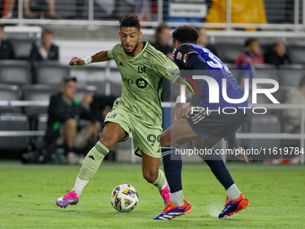 LAFC attacker Denis Bouanga is seen during the Major League Soccer match between FC Cincinnati and Los Angeles FC at TQL Stadium in Cincinna...