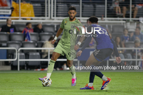 LAFC attacker Denis Bouanga is seen during the Major League Soccer match between FC Cincinnati and Los Angeles FC at TQL Stadium in Cincinna...