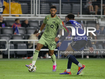 LAFC attacker Denis Bouanga is seen during the Major League Soccer match between FC Cincinnati and Los Angeles FC at TQL Stadium in Cincinna...