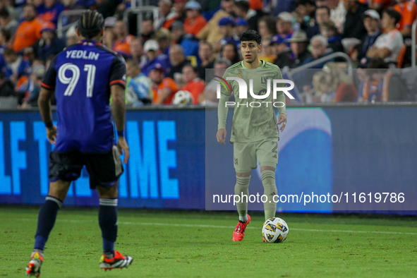 LAFC defender Omar Campos appears during the Major League Soccer match between FC Cincinnati and Los Angeles FC at TQL Stadium in Cincinnati...