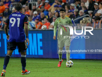 LAFC defender Omar Campos appears during the Major League Soccer match between FC Cincinnati and Los Angeles FC at TQL Stadium in Cincinnati...