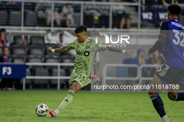 LAFC attacker Cristian Olivera is seen during the Major League Soccer match between FC Cincinnati and Los Angeles FC at TQL Stadium in Cinci...