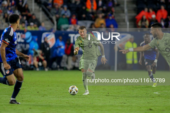 LAFC midfielder Mateusz Bogusz appears during the Major League Soccer match between FC Cincinnati and Los Angeles FC at TQL Stadium in Cinci...