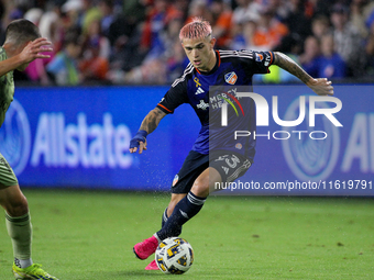 Cincinnati midfielder Luca Orellano appears during the Major League Soccer match between FC Cincinnati and Los Angeles FC at TQL Stadium in...