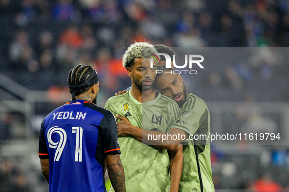 During the Major League Soccer match between FC Cincinnati and Los Angeles FC at TQL Stadium in Cincinnati, Ohio, on September 28, 2024, Los...