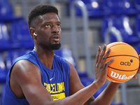 Youssoupha Fall plays during the match between FC Barcelona and Coviran Granada, corresponding to week 1 of the Liga Endesa, at the Palau Bl...