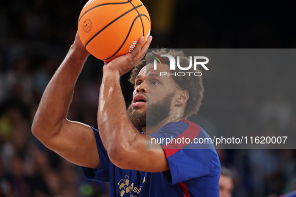 Justin Anderson plays during the match between FC Barcelona and Coviran Granada, corresponding to week 1 of the Liga Endesa, at the Palau Bl...