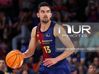 Tomas Satoransky plays during the match between FC Barcelona and Coviran Granada, corresponding to week 1 of the Liga Endesa, at the Palau B...