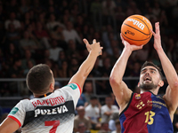 Tomas Satoransky and Scott Bamforth play during the match between FC Barcelona and Coviran Granada, corresponding to week 1 of the Liga Ende...